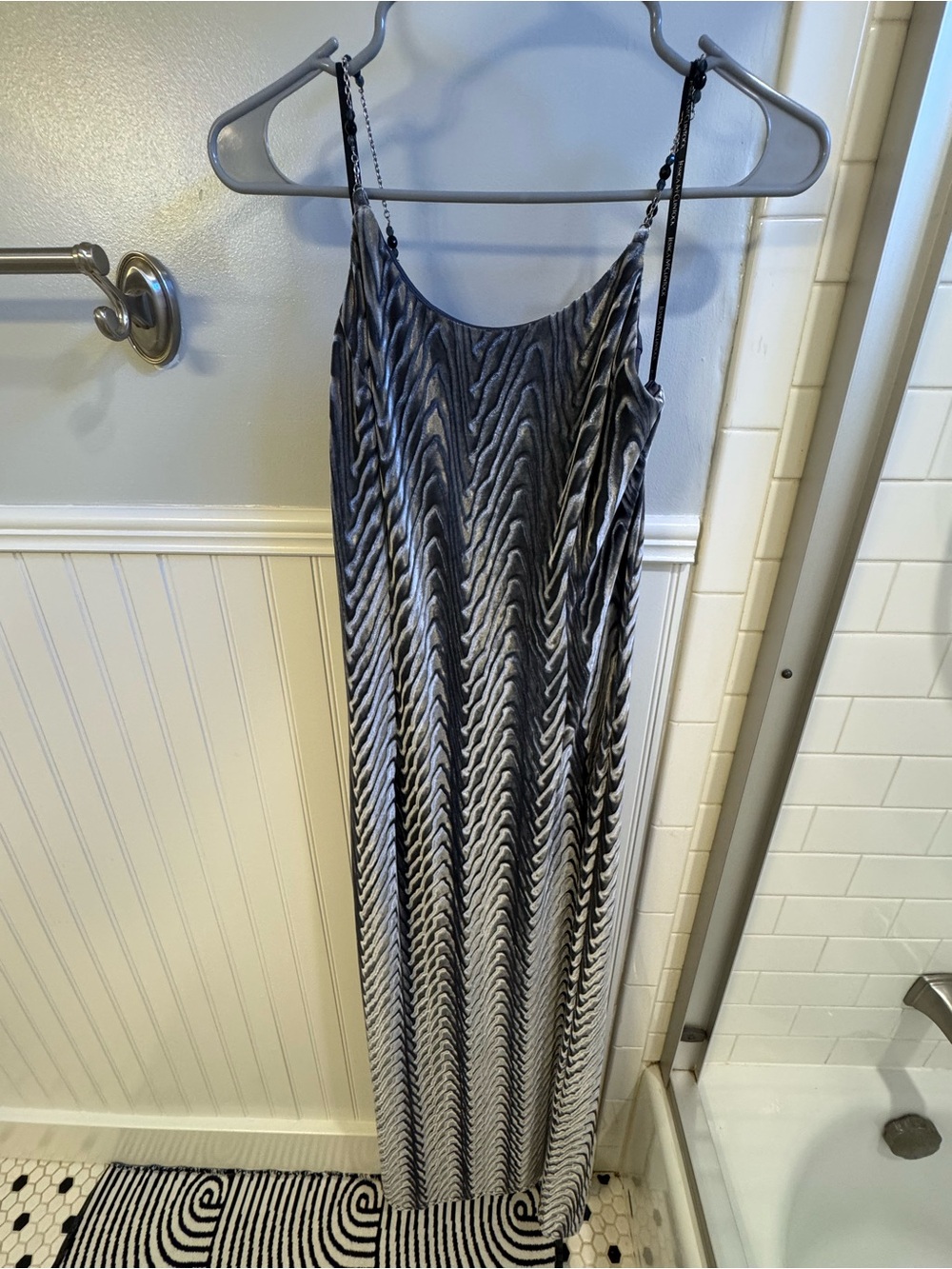 Scott McClintock Sexy Grey Patterned Spaghetti Strap Maxi Dress
